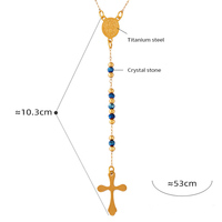 Bijoux fantaisie coquille perle métal perle marie jésus croix pendentif en acier inoxydable plaqué or personnalisé chapelet collier