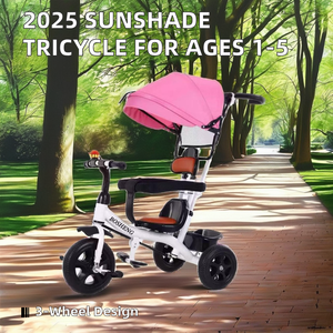2025 <span class=keywords><strong>poussette</strong></span> de bébé de tricycle en plastique pour enfants à la mode avec parasol pour 1-5 ans beau prix - Product Image 4