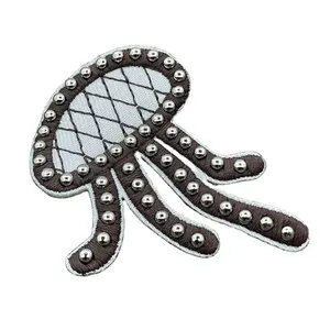 Custom embroidered patch iron on clothing accessories with factory price stick on merrow patches embroidered