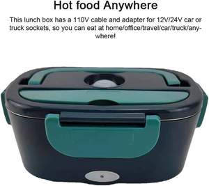 กล่องข้าวพกพาขนาด 1.5 ลิตร สำหรับรถยนต์/รถบรรทุก/บ้าน ใช้ไฟ 12V/24V/110V/220V สำหรับอุ่นอาหาร ใช้ในออฟฟิศ/ครัว - Product Image 2