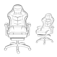 Chaise pivotante PC Racing personnalisée très vendue chaise de bureau en cuir inclinable de style moderne pour joueurs avec repose-pieds