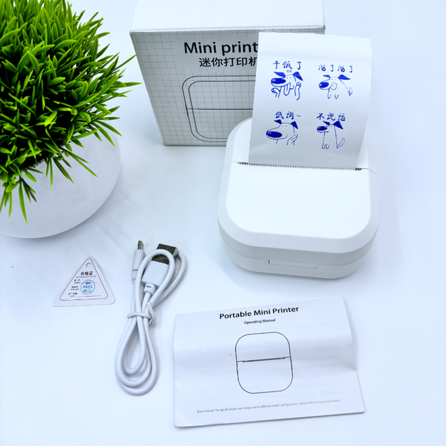 Compact Pink Portable Thermal Photo Printer Mini Pocket Label Printer for Students Wireless Thermal Android Barcode Use 57mm