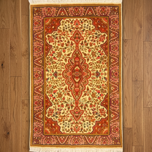 Alfombra Ecológica Hecha a Mano en Kerman, de Lana y Algodón, con Diseño Tradicional, Anudada a Mano, para Hogar u Oficina - Product Image 2