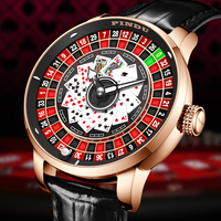 Montre mécanique en acier inoxydable unisexe PINDU Designs avec mouvement NH35A SEIKO, surface diamantée, étanche, bracelet en cuir 22 mm