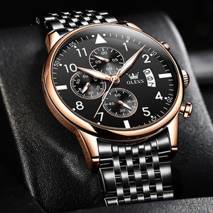 Reloj de Pulsera de Cuarzo Multifuncional con Cronógrafo, Diseño Clásico de Lujo 2869, Dorado, con Logotipo Personalizado OEM, para Hombre - Product Image 3