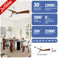 Ventilador de Techo Inteligente 1stshine de Madera Sólida, Contemporáneo, con Temporizador, Control por Aplicación, Alta Eficiencia, Wifi TUYA
