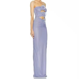 Vestido de Noche Elegante Personalizado para Mujer, de Alta Calidad, sin Tirantes, con Cintura Fruncida, Floral, Malla 3D, Sexy, Formal, Midi, Estilo Natural y Dulce - Product Image 5