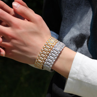 2021 Hip Hop Eiskarton Uhrenarmband Armband Unisex vergoldet CZ Bling-Armbänder Großhandel Rapper-Schmuck