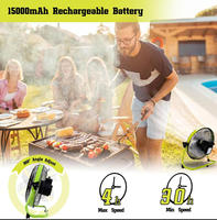 Ventilateur solaire portable rechargeable de 12 pouces avec télécommande de couleur noire pour usage domestique et extérieur en plastique