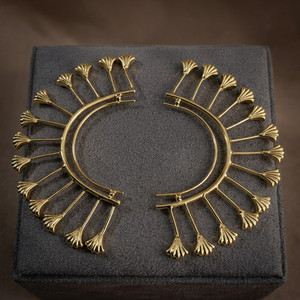 Gold Plated Brass Fashion <b>Cuff</b> <b>Earrings</b> Boho Fan Design Statement <b>Ear</b> Wrap for Women - Product Image 2