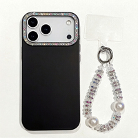 Coque de téléphone de luxe antichoc IMD avec cadre d'appareil photo diamanté et dragonnes pour iPhone 17/18 Pro Max, 14/15/16, 17e