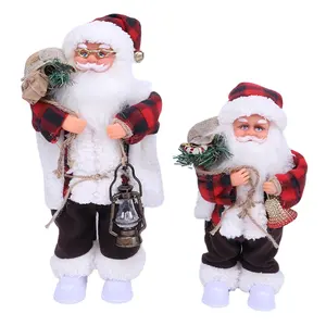 Venta al por mayor, juguete eléctrico de papá noel que canta, suministros de decoración de navidad