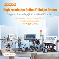 Impresora de Inyección de Tinta de un Solo Cabezal Docod T1000, Máquina de Codificación Industrial de Alta Velocidad de 406 m/min para Cartón y Plástico