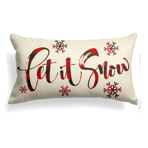 Housse <span class=keywords><strong>de</strong></span> coussin lombaire longue pour Noël, pour canapé et <span class=keywords><strong>lit</strong></span>, en lin rouge festif avec motifs <span class=keywords><strong>de</strong></span> fêtes, idéale pour le bas du dos - Product Image 3