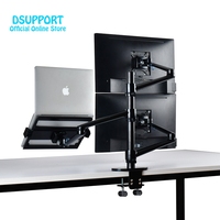 Support pour ordinateur portable à double écran OL-10T en aluminium à mouvement complet, bras triple, 17-32 pouces, 12-17 pouces, réglable en hauteur pour bureau, neuf
