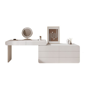 Table de maquillage haut de gamme pour chambre à coucher, Design en bois massif, ensemble de coiffeuse personnalisé accepté - Product Image 1