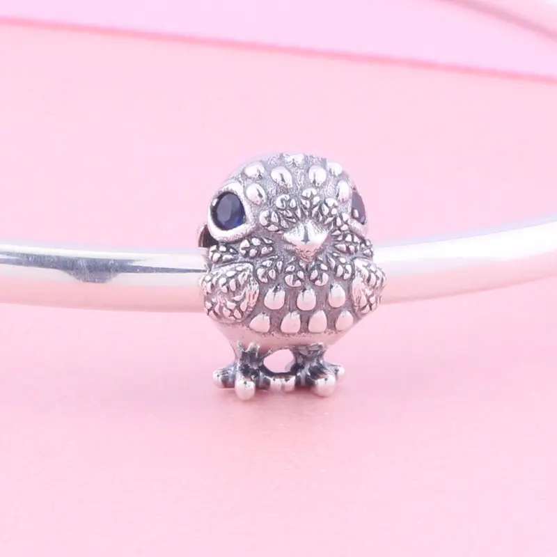 2022 new Cute Owl Bird Wholesale 925 sterling silver charms Stone Beads Fit Pan Bracelet DIY Jewelry Making diy charms bead