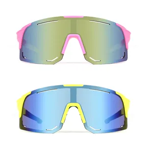 运动眼镜2024工厂粉色框架中空镜片设计运动自行车运动太阳镜男女