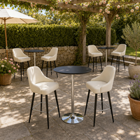 Table de bar ronde moderne avec piétement chromé, table de bistrot noire à hauteur de comptoir pour café, restaurant, hôtel, événement