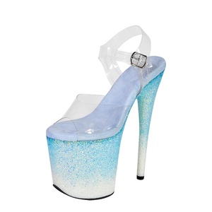 Scarpe <span class=keywords><strong>con</strong></span> <span class=keywords><strong>Tacco</strong></span> a Spillo Sexy in Acciaio, 20cm, Colore Sfumato <span class=keywords><strong>con</strong></span> Glitter, Punta Aperta, Lacci Frontali, Cerniera Laterale, Alta Qualità e Comfort - Product Image 4