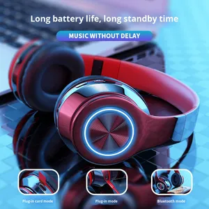 Over-ear không dây cho Tai nghe bluetooth tuổi thọ pin dài RGB chiếu sáng khe cắm thẻ cho điện thoại di động sử dụng điện thoại - Product Image 6