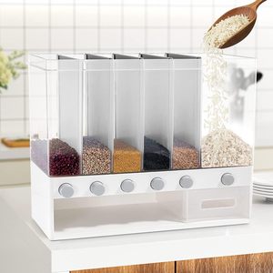 Kitchen <b>Wall</b>-Mounted <b>Double</b> Clear Plastic PP Storage <b>Box</b> Cereal Dispenser Dry Food Whole Grain Rice Bucket Environment-Friendly - Product Image 2