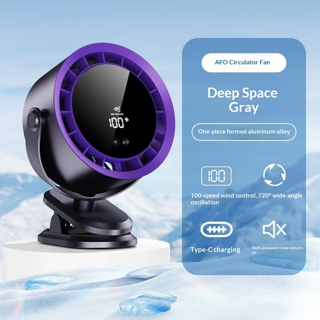 X2 New Mini Portable Bladeless Desktop Silent Office Table Clip-on USB/Wireless Charging 3-Speed Electric Fan Battery Level