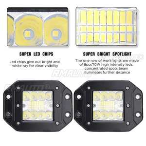 2 unidades de 5 pulgadas 160W para Jeep, barras LED de montaje empotrado, luces antiniebla de conducción, luces de trabajo LED todoterreno, luces de inundación para camiones S - Product Image 4