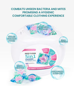 Capsules de lessive 5 en 1 pour laver les vêtements, nettoyant ménager, parfum durable, capsules de lessive avec 100 capsules - Product Image 3