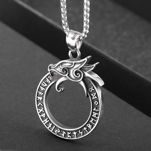 Collier pendentif en forme de dragon <span class=keywords><strong>celtique</strong></span> circulaire de style <span class=keywords><strong>rock</strong></span> punk, amulette viking pour homme, bijoux - Product Image 3