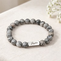 Bracelet personnalisé en acier inoxydable avec motif de nom, bracelet en pierre naturelle, bijoux personnalisés DIY