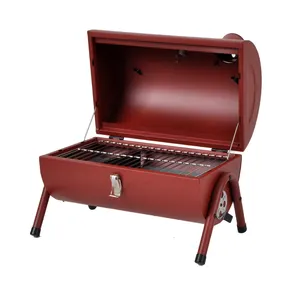 12英寸红色烧烤烤架便携式木炭烤架户外吸烟者