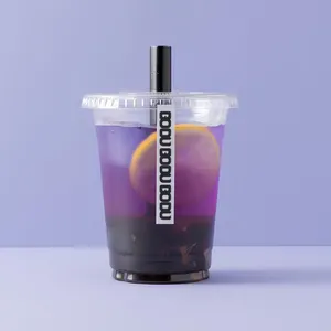 Lokyo nhà máy giá bán buôn 12oz 16oz BOBA bong bóng trà Pet tùy chỉnh dùng một lần Cốc nhựa có nắp đậy