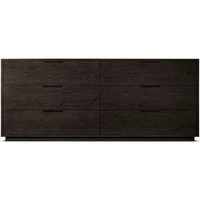 Commode RH Furniture haut de gamme en chêne à 6 tiroirs, commode à tiroirs de taille personnalisable, unité de rangement en bois dur naturel avec poignée en laiton de luxe