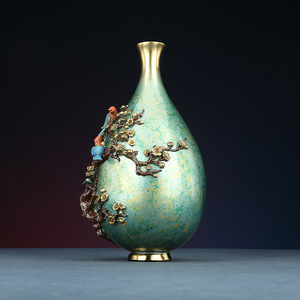 Copper Magpie <b>Vase</b> Green Spots Handmade Traditional Decor For Home Office Gifts - Product Image 1