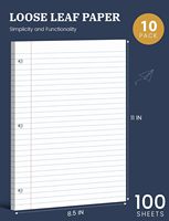 Papier de remplissage pour feuilles mobiles 8,5 x 11, 100 feuilles de papier ligné pour classeurs à 3 anneaux, papier de carnet ligné large, perforation 3 trous