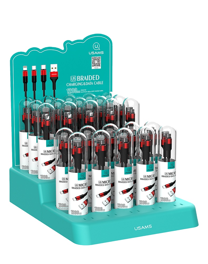 USAMS U5 Плетеный мульти зарядное устройство 1,2 м USB набор кабелей для передачи данных для iphone/Android usb 3,1 обычные кабели для мобильных телефонов