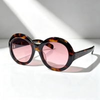 Gafas de Sol Redondas Extra Grandes de Alta Calidad con Protección UV400, Gafas de Sol Unisex Populares con Armazón de Acetato, Gafas de Sol para Vacaciones en la Playa