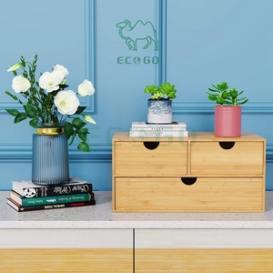 Bamboo Desk Organizer Mini Bamboo Desk <b>Drawer</b> Tabletop <b>Storage</b> Organization <b>Box</b> for Office Home Toiletries Supplies - Product Image 1