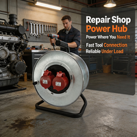 Enrouleur de câble CEE de 25 m avec 2 prises CEE, étanche IP44, 400 V 16 A H07RN-F 1,5 mm² isolé en caoutchouc, pour le camping et les chantiers de construction
