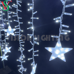 LED Curtain Star Icicle Lights Warm White Natal Outdoor Decoração Iluminado Luzes penduradas para Street Landscape Festivity - Product Image 6