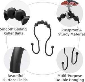 Stainless Steel Shower <b>Curtain</b> Hooks Rustproof Sturdy Anti-Rust Shower <b>Curtain</b> Rings - Product Image 5