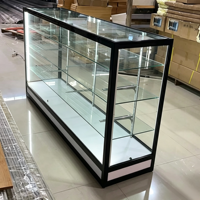Comptoir de présentation en verre avec cadre en aluminium et éclairage, vitrine de sol pour magasin de détail, présentoir pour produits de tabac