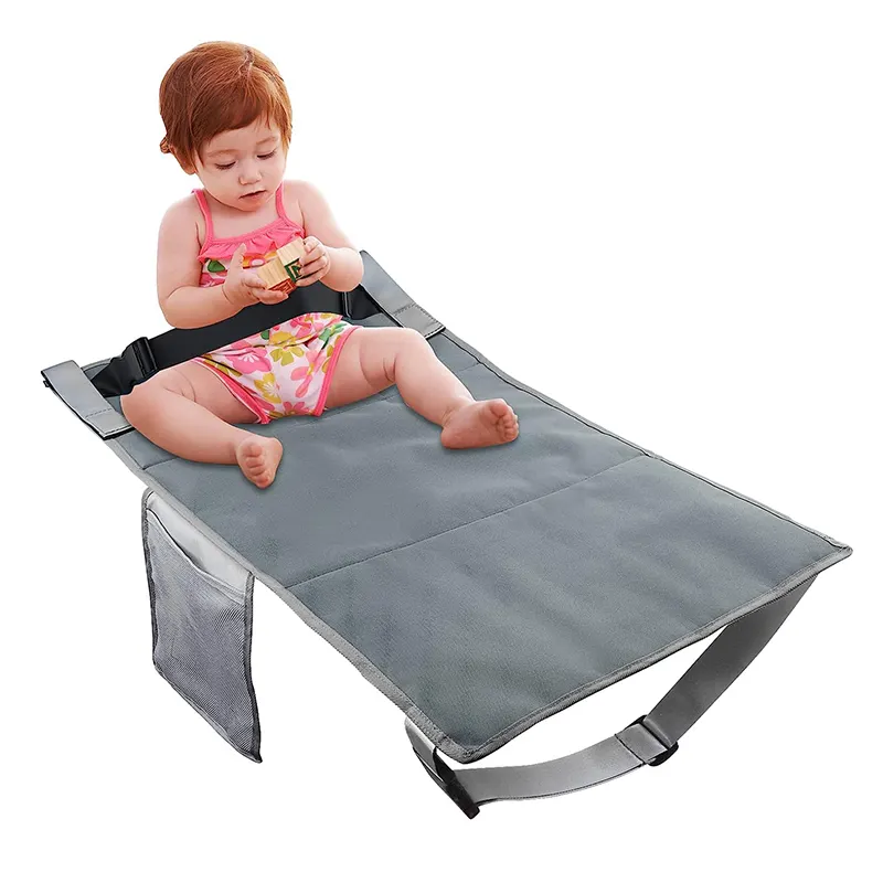 Reposapiés de avión para niños, descanso de viaje portátil, hamaca para bebé, cama para niños pequeños, alfombrilla extensora de asiento de avión con bolsillo de almacenamiento