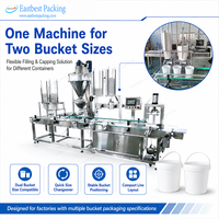 Machine de remplissage et de bouchage automatique de seaux de poudre Eastbest, compacte, double taille, flexible, avec changement rapide et positionnement stable