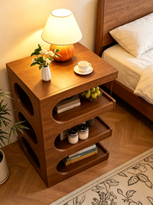 Mueble de Salón Moderno de Mediados de Siglo, de Madera Maciza, con Almacenamiento Ovalado de 3 Niveles y Bandejas Extraíbles para el Hogar - Product Image 2