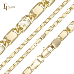 Z54110180 FJ Fallon Fashion Jewelry Solid Snail Link Alternative Hammered And Flat Chains Plated In 14K Gold Two Tone