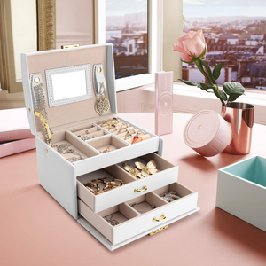 Boîte de rangement multifonctionnelle haut de gamme grande capacité serrure de boîte à bijoux en velours exquis pour colliers bagues boucles d'oreilles accessoires - Product Image 5