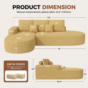 Canapé-lit convertible moderne incurvé et extensible en velours, mousse haute densité, sans assemblage, avec oreillers, pour chambre et salon - Product Image 6