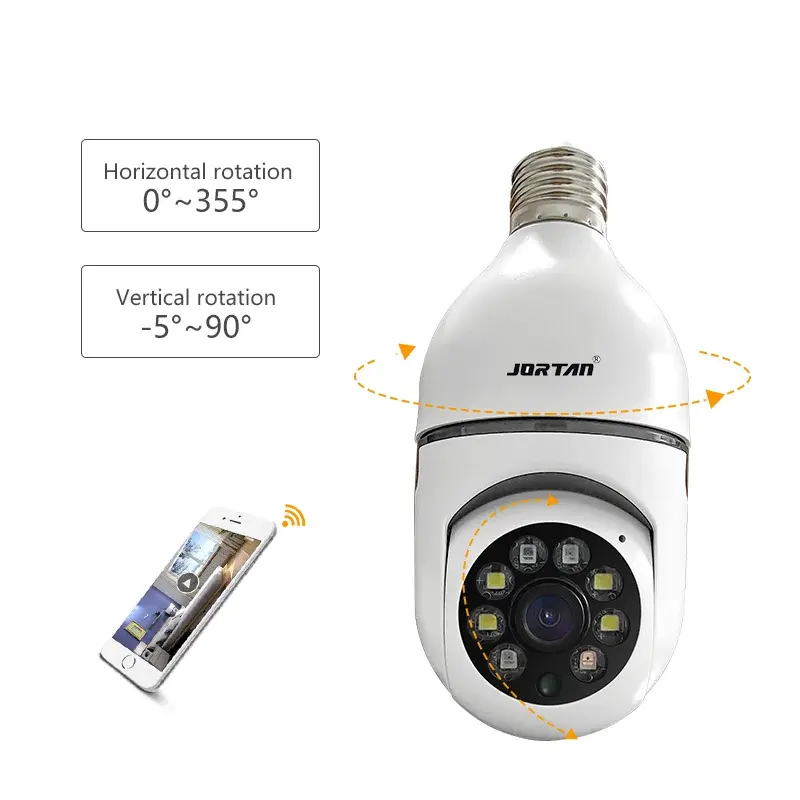 Jortan YOOSEE kamera bohlam lampu kubah, 1080p v380 Ptz kamera Cctv e27 wifi cctv bohlam lampu 360 derajat